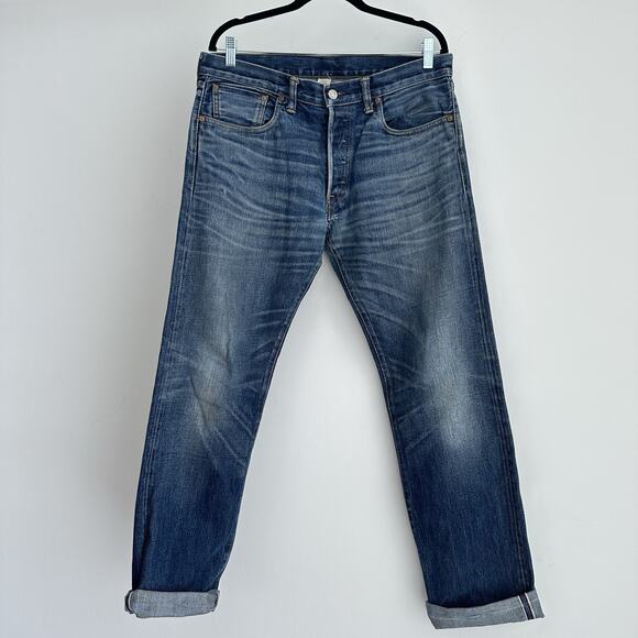 RRL Ralph Lauren Jeans Men 32x32 Selvedge Denim Low Straight USA Made Fade Whisk - Picture 1 of 16